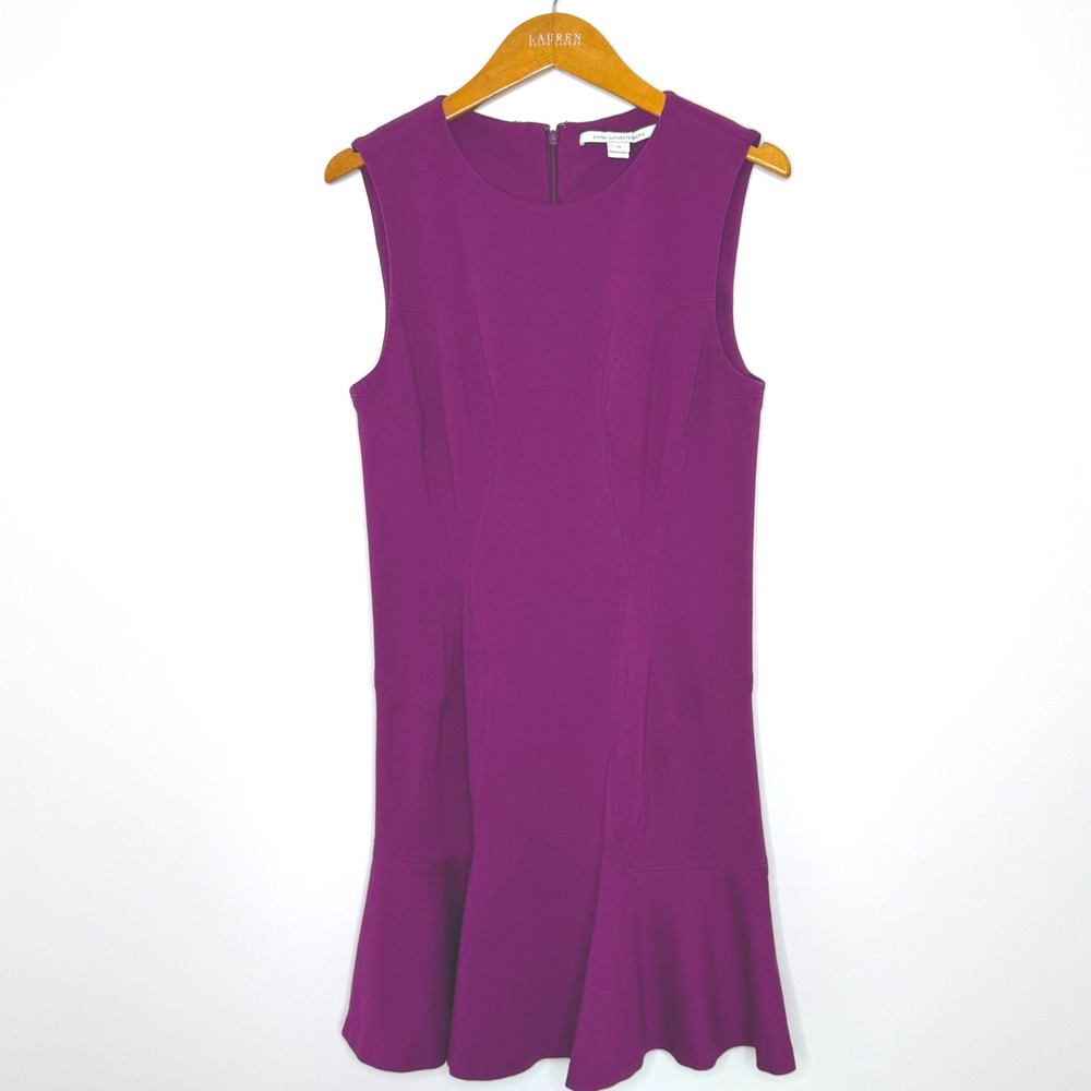 Diane Von Furstenberg Jaelyn sleeve dress purple‎ Size 14